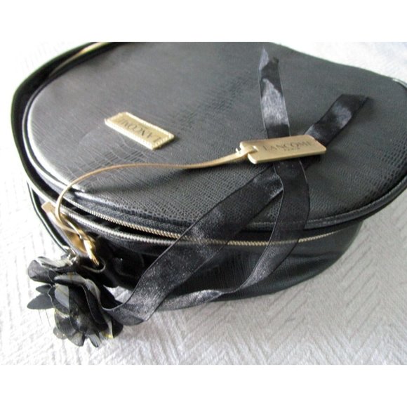 Lancome Paris Make-Up Bag Travel Case Cosmetic Round Zippered Zip Around Handle - Picture 3 of 14